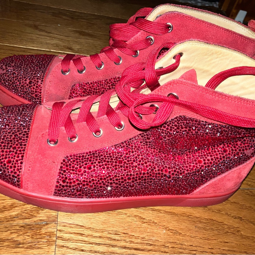 Christian Louboutin Men's Louis Orlato Spike Studs High Sneakers